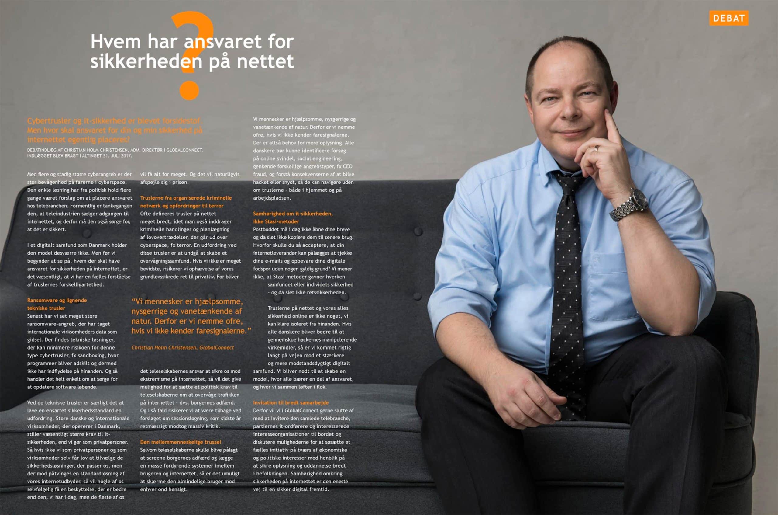 Global Connect Christian Holm for article by portrait photographer Anja Ekstrøm